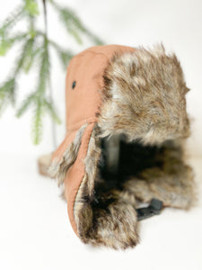 Fleece Lined Trapper Hats - Brown Canvas