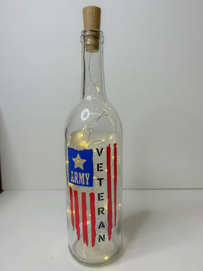Lighted Wine Bottle - Army Veteran