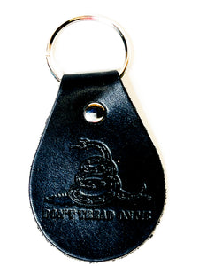 Don't Tread On Me Leather Key Chain - Brown