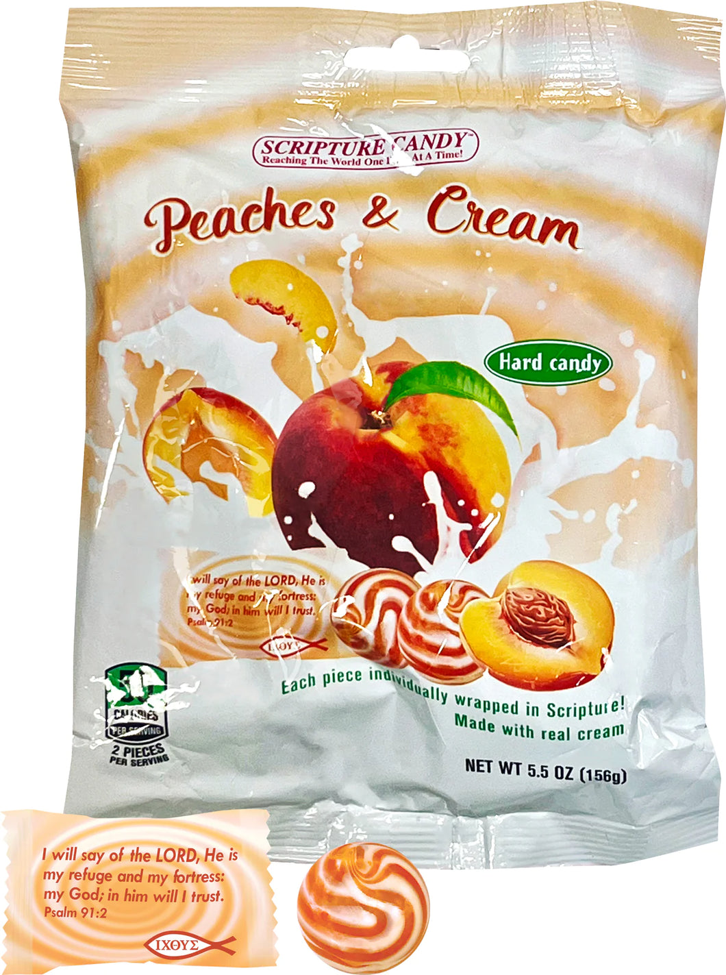 Peaches & Cream Hard Candy 5.5oz Bag, 25 Pieces