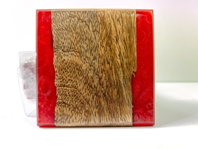 Wood & Resin Coaster - Set of 4 - Red