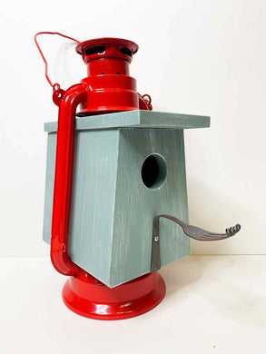 Lantern Birdhouse - Red & Grey