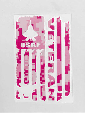 USAF Veteran Vinyl Decal - Pink Camo