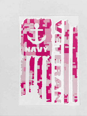 Navy Veteran Vinyl Decal - Pink Camo