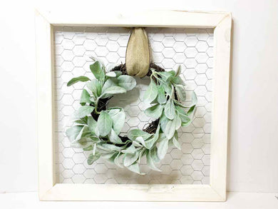 Framed Wreath with Burlap and Lamb Ear
