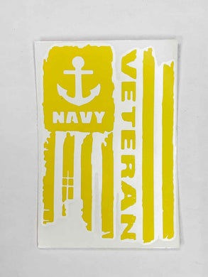 Navy Veteran Vinyl Decal - Yellow