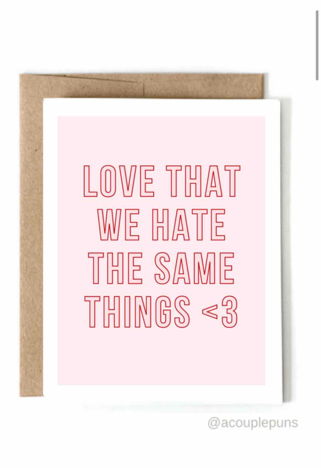 Love That We Hate The Same Things
