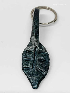 Hand Forged Leaf Shaped Steel Key Chain - Small