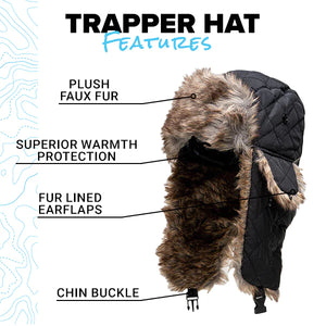 Fleece Lined Trapper Hats - NAVY