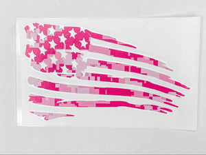 Distressed American Flag Vinyl Decal - Pink Camo