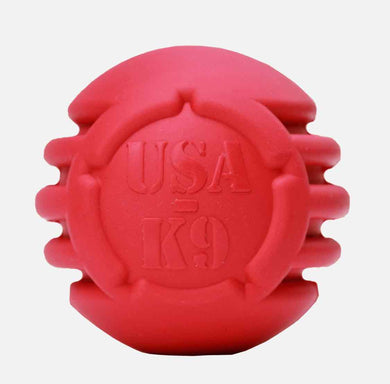 USA-K9 STARS AND STRIPES ULTRA-DURABLE RUBBER CHEW BALL - RED