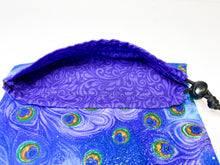 Load image into Gallery viewer, BOHO Drawstring Ditty Bag - Purple Peacock Feather
