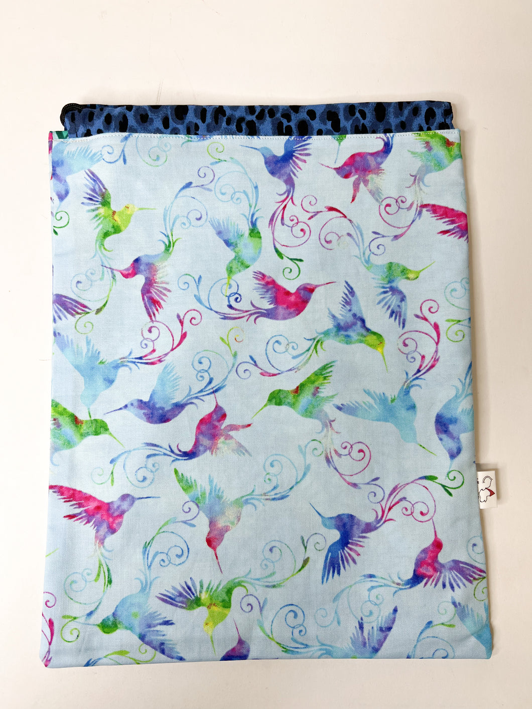 BOHO Drawstring Ditty Bag - Blue Hummingbird