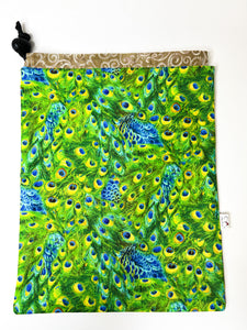 BOHO Drawstring Ditty Bag - Green Peacock