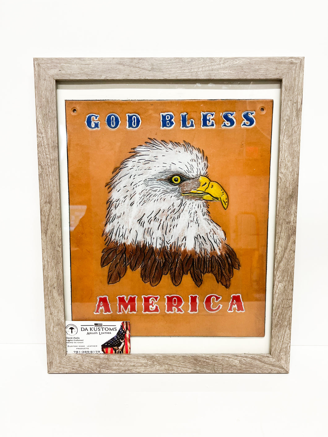 God Bless America Eagle - Leather Wall Hanging