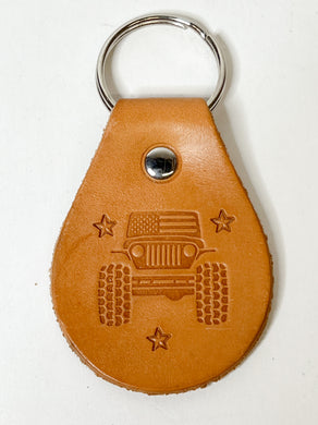 Jeep with Stars Leather Key Fob