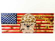 Load image into Gallery viewer, Devil Dog Semper Fi Wood Flag