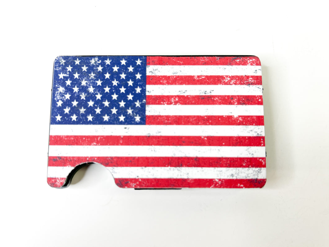 Red/White/Blue American Flag RIFD Wallet with Money Clip