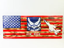 Load image into Gallery viewer, Aim High Air Force Wood Flag