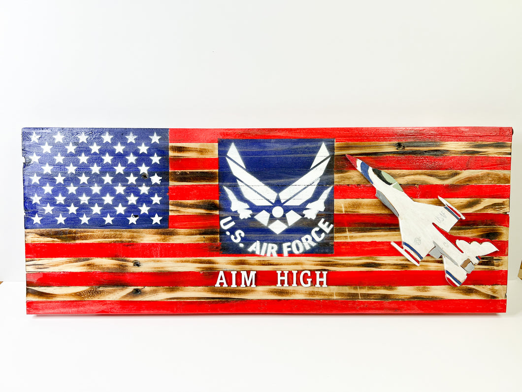 Aim High Air Force Wood Flag