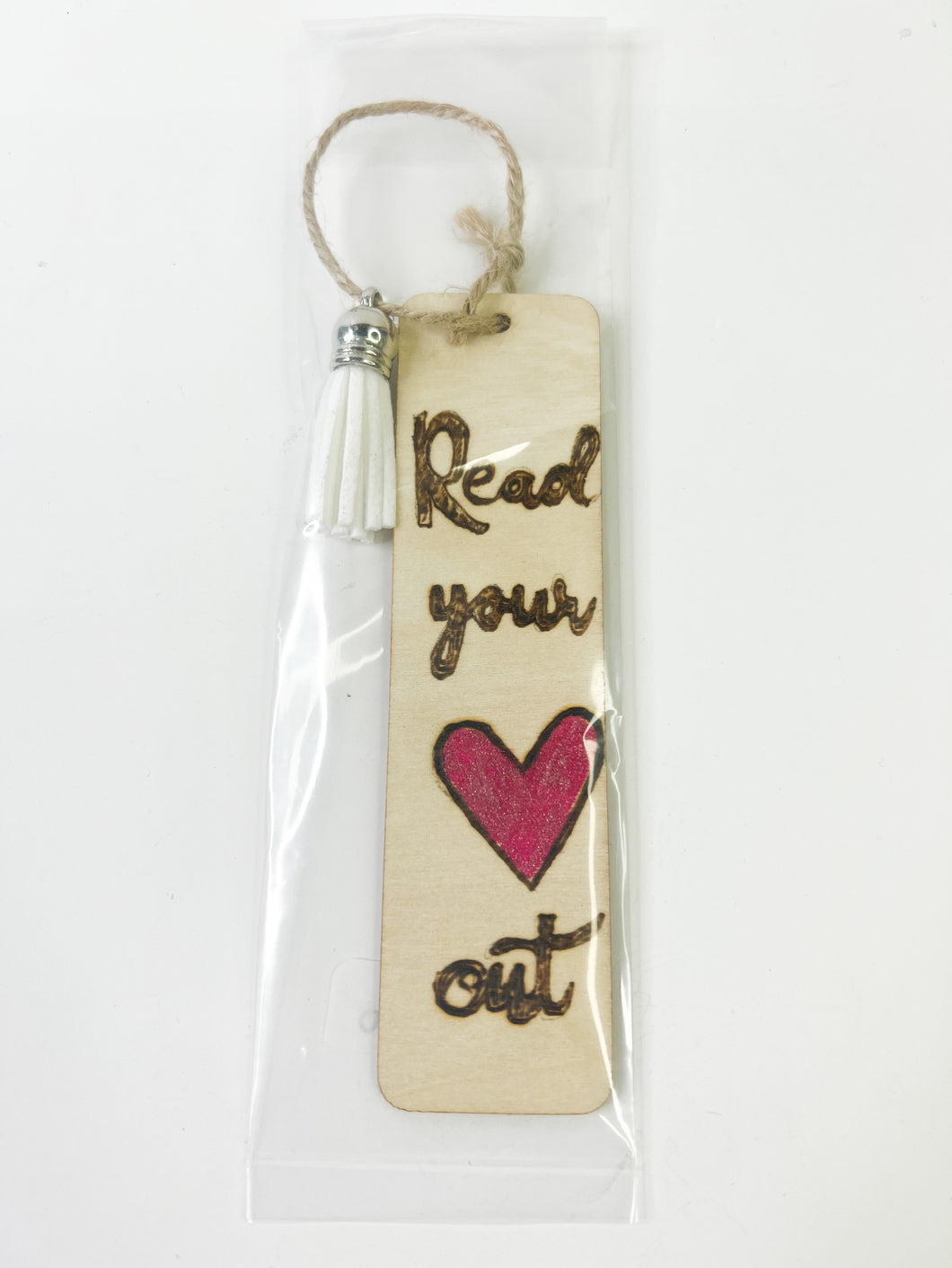 Wood Burned Book Mark - Read Your Heart Out