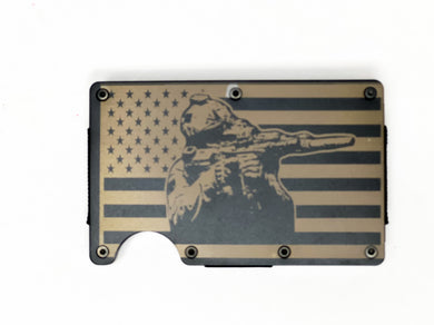 Soldier with American Flag RIFD Wallet with Money Clip