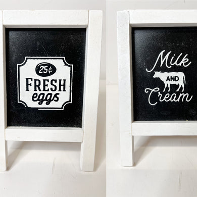 Fresh Eggs | Milk & Cream - Double Sided Easel
