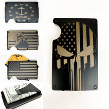 Load image into Gallery viewer, Skull with Flag RIFD Wallet with Money Clip
