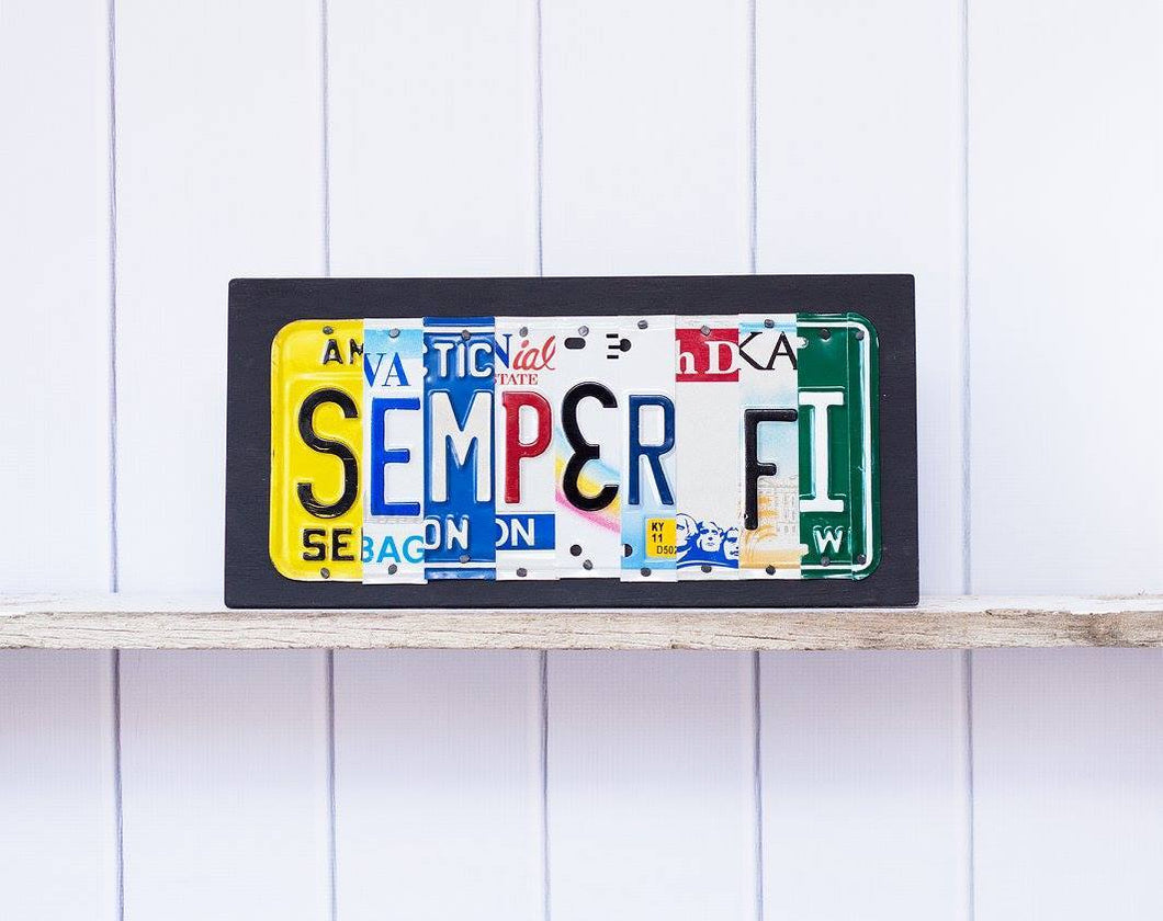 SEMPER FI by Unique Pl8z  Recycled License Plate Art - Unique Pl8z