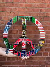 Load image into Gallery viewer, BOSTON SPORTS PEACE SIGN by Unique Pl8z  Recycled License Plate Art - Unique Pl8z